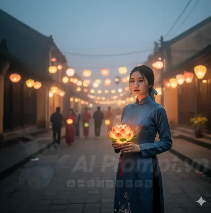 Chia sẻ Prompt Ảnh: Cô gái Việt trong lễ Trung Thu huyền ảo
