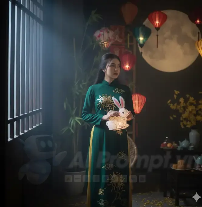 Chia sẻ Prompt Ảnh: Chân dung thiếu nữ Việt Nam trong dịp Trung thu