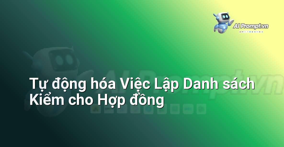 Prompt: Tự động hóa Việc Lập Danh sách Kiểm cho Hợp đồng – Phân tích Hợp đồng Thông minh – AI Pháp lý & Hành chính