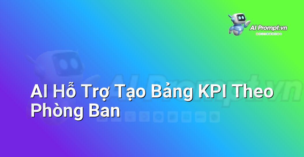 Giao diện màn hình máy tính hiển thị biểu đồ KPI và các ô nhập liệu, với biểu tượng AI nổi bật minh họa cho công cụ hỗ trợ