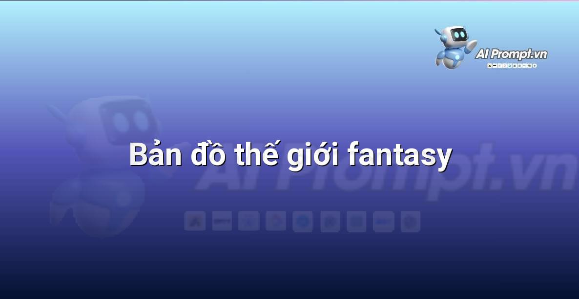 Một bản đồ cổ kính của một thế giới fantasy với các lục địa, biển cả, núi non, và các thành phố được đánh dấu bằng những biểu tượng kỳ lạ