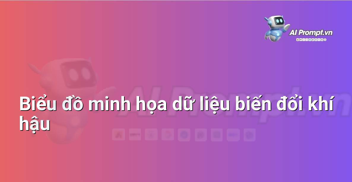 Một biểu đồ đường cong thể hiện sự gia tăng nhiệt độ trái đất qua các năm, kèm theo các ký hiệu về tác động môi trường