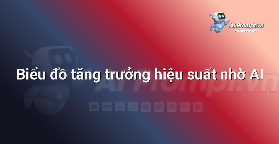 Biểu đồ cột minh họa sự gia tăng hiệu suất làm việc sau khi áp dụng công cụ AI, với trục Y là hiệu suất và trục X là thời gian