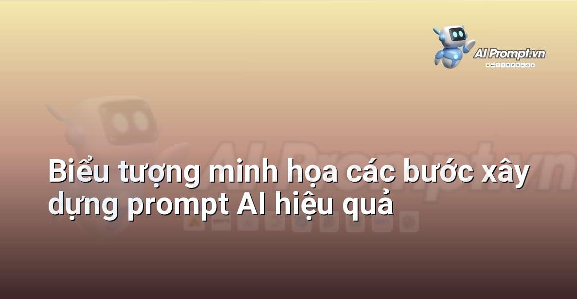 Các biểu tượng minh họa các bước quan trọng để xây dựng Prompt AI hiệu quả, từ xác định mục tiêu đến thử nghiệm và lặp lại