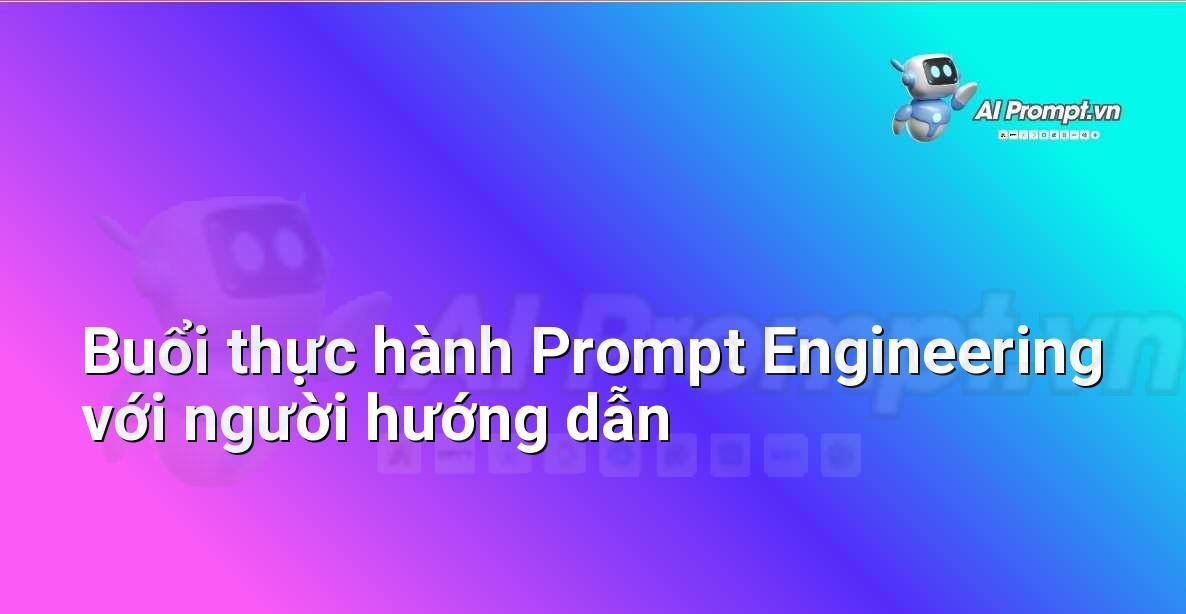 Nhóm người tham gia workshop đang tập trung thực hành tạo prompt trên máy tính dưới sự hướng dẫn của giảng viên