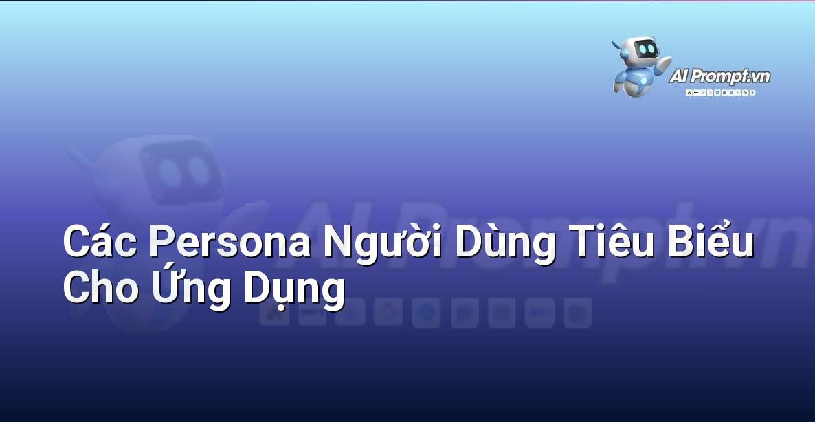 Hình ảnh minh họa các persona người dùng khác nhau, với ảnh đại diện, mô tả nhân khẩu học, mục tiêu sử dụng và hành vi tương tác với ứng dụng.