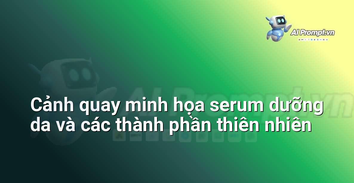 Cận cảnh một giọt serum dưỡng da rơi xuống, cạnh đó là hình ảnh các nguyên liệu thiên nhiên như cánh hoa cúc và lá trà xanh tươi mát