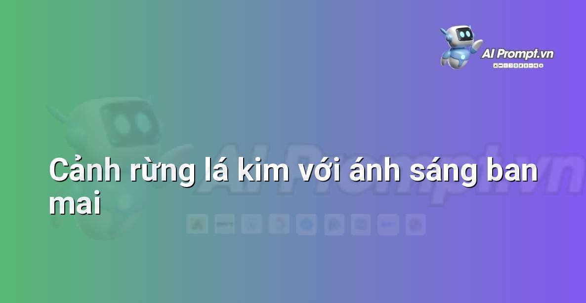 Rừng cây lá kim với ánh nắng ban mai chiếu xuyên qua, sương khói mờ ảo trên mặt đất