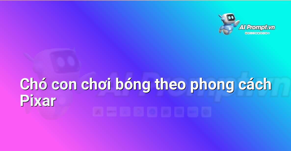 Một chú chó con hoạt hình dễ thương, đang vồ lấy một quả bóng màu đỏ trong một công viên xanh mướt, theo phong cách Pixar