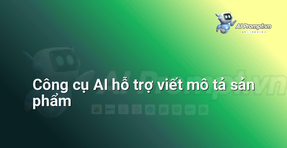 Giao diện một công cụ AI viết mô tả sản phẩm với các ô nhập thông tin và nút tạo văn bản