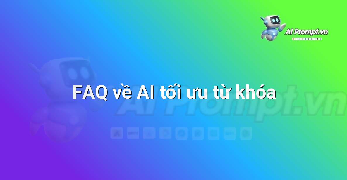 Biểu tượng dấu hỏi lớn với nền thông tin về AI và SEO, thể hiện sự giải đáp các thắc mắc thường gặp