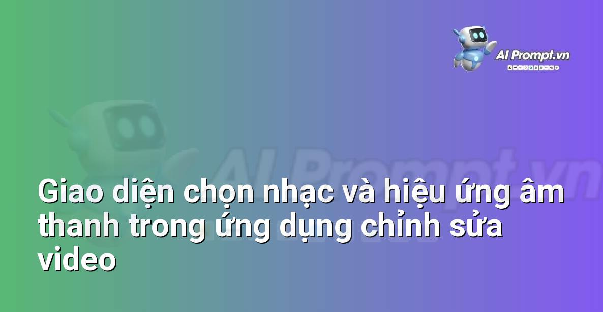 Màn hình ứng dụng chỉnh sửa video hiển thị các tùy chọn nhạc nền và hiệu ứng âm thanh