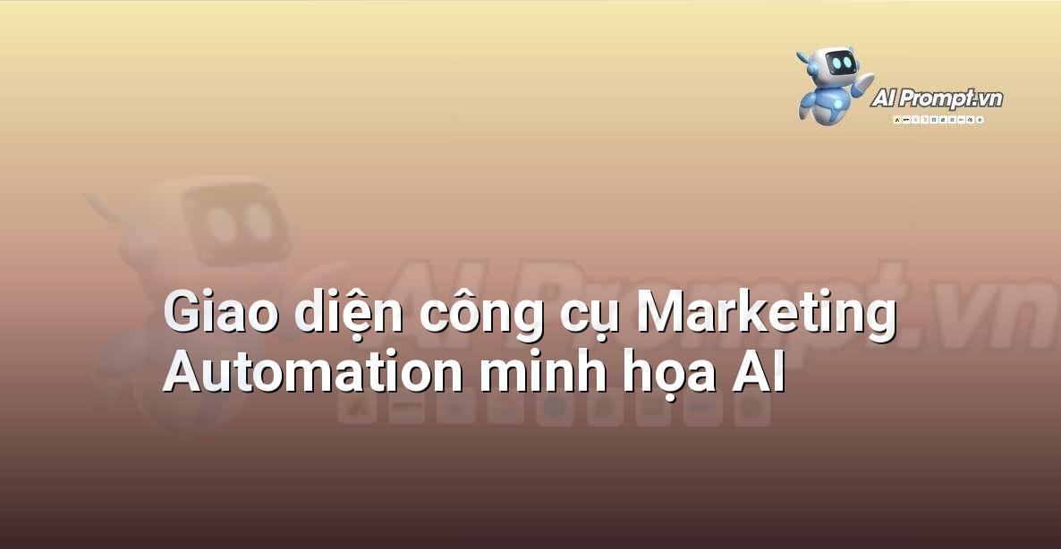 Giao diện trực quan của một công cụ tự động hóa tiếp thị, hiển thị các quy trình công việc, phân tích dữ liệu và báo cáo hiệu suất với sự góp mặt của các biểu tượng AI.