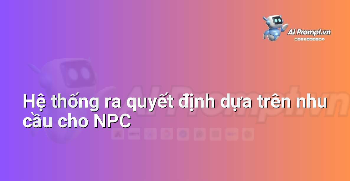 Prompt: Hệ thống ra quyết định dựa trên nhu cầu cho NPC – Trí tuệ nhân tạo trong Game – AI Game Development