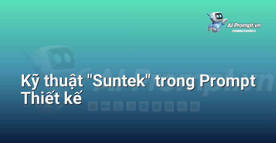 Giải thích kỹ thuật "Suntek" áp dụng vào việc tạo prompt thiết kế bao bì nước giải khát, tập trung vào việc sử dụng các từ khóa mô tả cảm xúc, trải nghiệm và mục tiêu kinh doanh