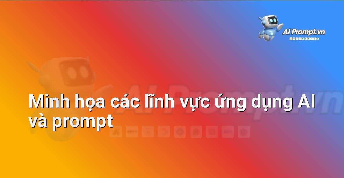 Collage các biểu tượng đại diện cho các lĩnh vực như marketing, viết lách, lập trình, giáo dục, kinh doanh, tất cả đều kết nối với biểu tượng AI.