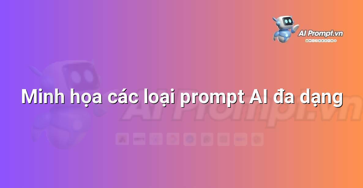 Hình ảnh minh họa trực quan về các loại prompt AI khác nhau, bao gồm tạo văn bản, hình ảnh và mã