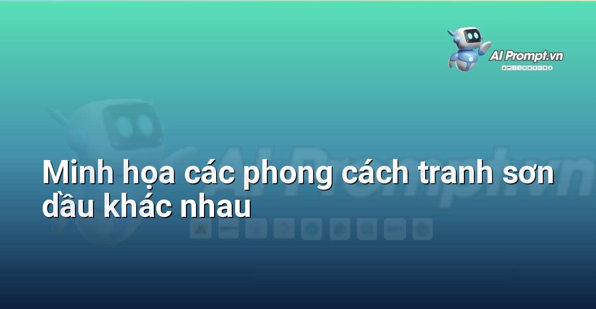 Bộ sưu tập các hình ảnh minh họa cho từng phong cách tranh sơn dầu như Impressionism, Realism, Abstract, v.v.