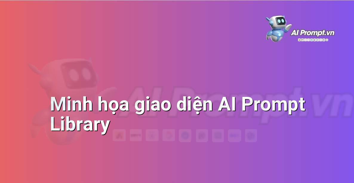 Giao diện người dùng của một thư viện AI Prompt hiển thị các danh mục prompt và thanh tìm kiếm