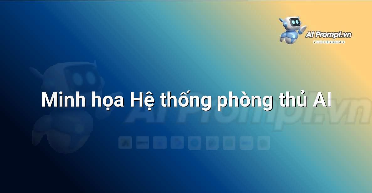 Sơ đồ minh họa cách Hệ thống phòng thủ AI hoạt động, bao gồm các thành phần như học máy, phân tích dữ liệu và phản ứng tự động