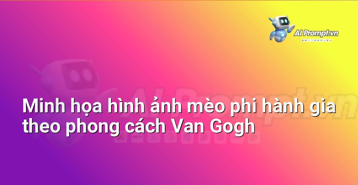 Hình ảnh minh họa một chú mèo mặc đồ phi hành gia, với phong cách vẽ giống tác phẩm của Van Gogh, trên nền cảnh sao Hỏa