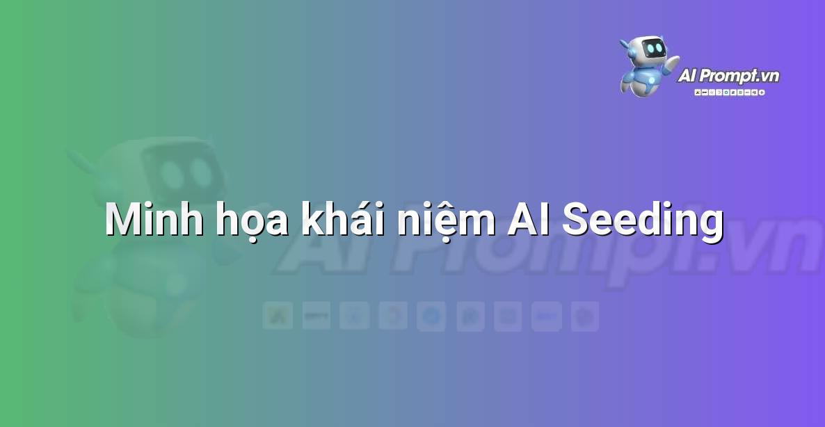 Hình ảnh trừu tượng thể hiện việc gieo mầm nội dung kỹ thuật số bằng trí tuệ nhân tạo, với các biểu tượng mạng xã hội và dữ liệu lan tỏa