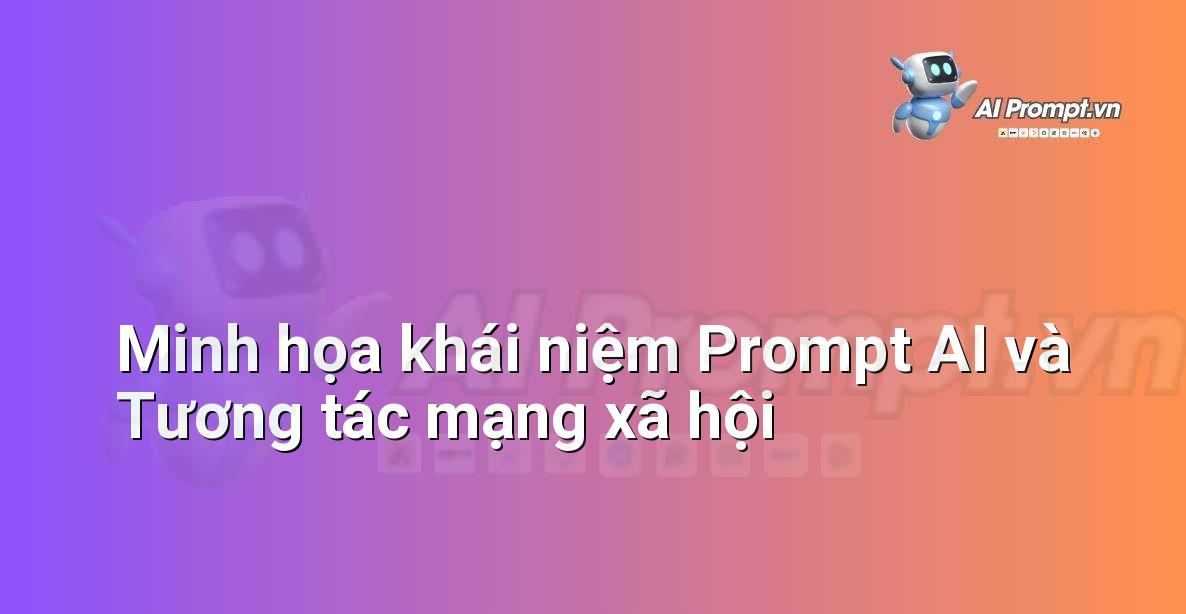 Biểu đồ minh họa mối quan hệ giữa việc sử dụng Prompt AI và sự gia tăng tương tác trên các nền tảng mạng xã hội với các biểu tượng liên quan