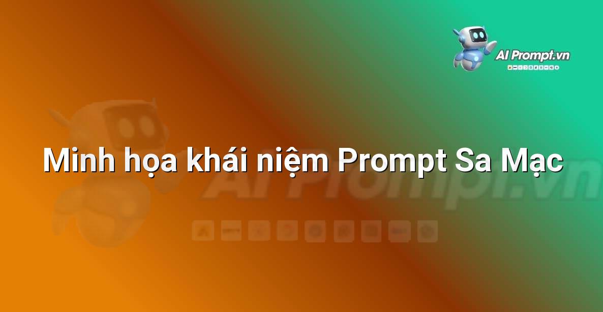 Hình ảnh trừu tượng về các dòng lệnh AI kết nối với sa mạc và ốc đảo