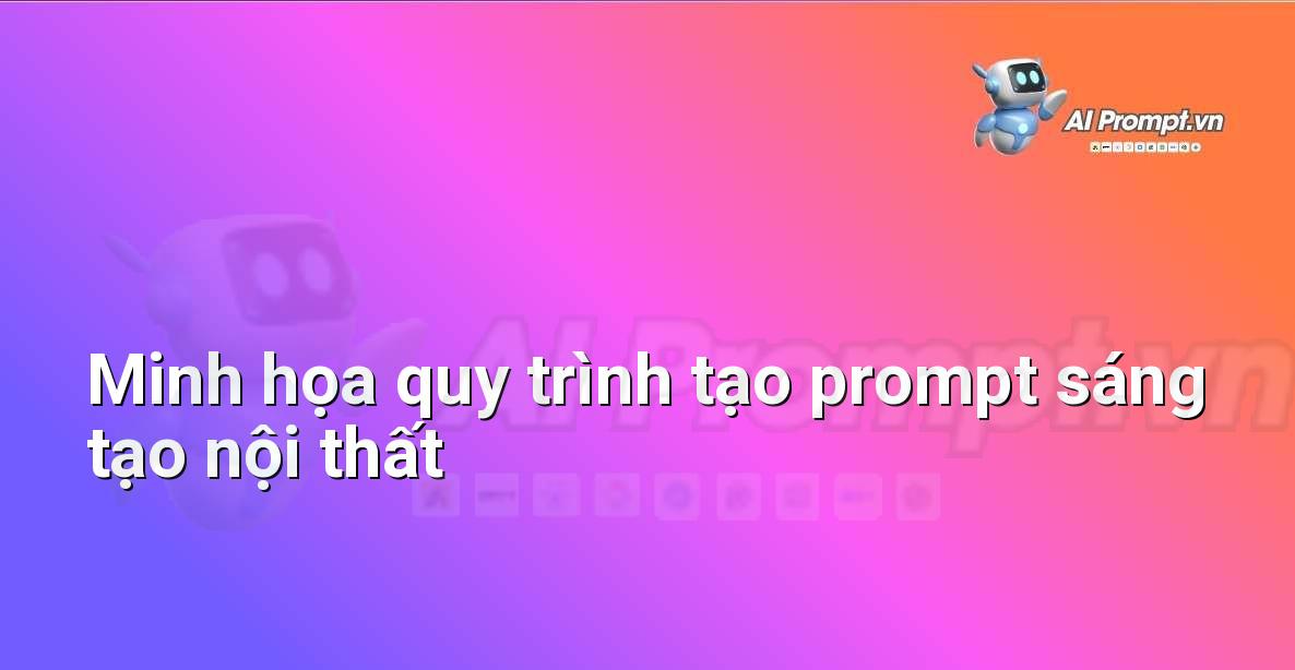 Sơ đồ minh họa các bước tạo prompt từ ý tưởng đến hình ảnh thiết kế nội thất