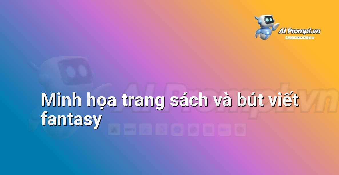 Một trang sách mở ra với những dòng chữ fantasy được minh họa bằng mực bạc và lông vũ, bên cạnh là một bình mực và con dao găm