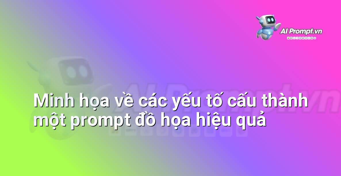 Biểu đồ trực quan hiển thị các thành phần của prompt đồ họa bao gồm: đối tượng, phong cách, ánh sáng, màu sắc, góc nhìn, cảm xúc