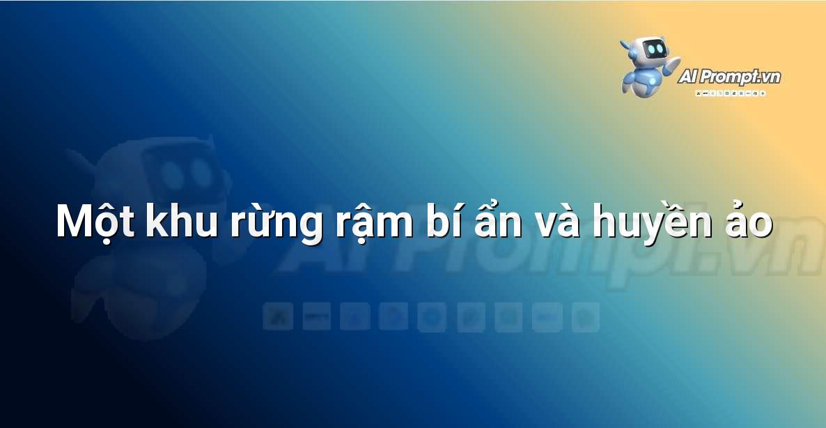 Cảnh quan rừng rậm nhiệt đới với ánh sáng xuyên qua tán lá, cây cối xanh tươi và sương mù nhẹ