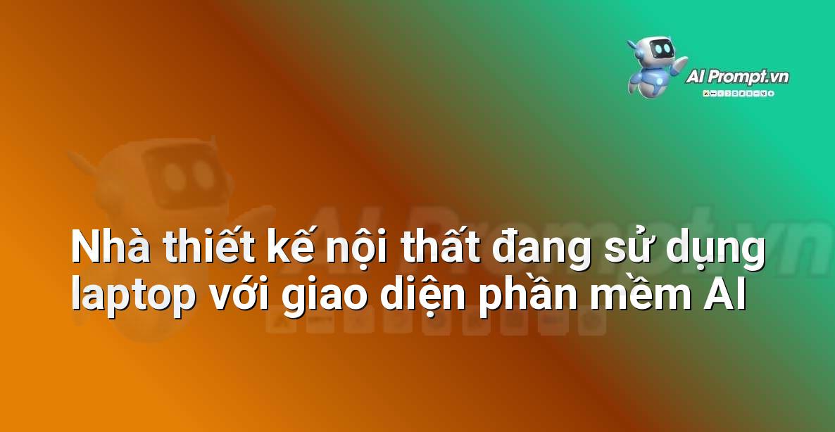 Một người đang làm việc trên máy tính xách tay, màn hình hiển thị giao diện phần mềm thiết kế nội thất AI tiên tiến