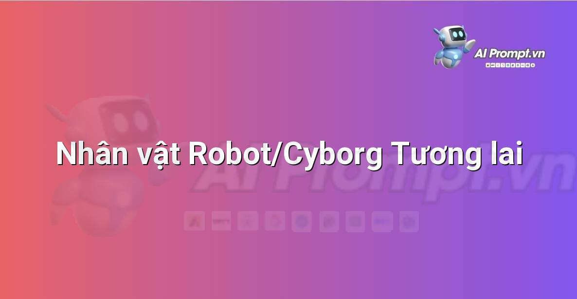 Prompt: Nhân vật Robot/Cyborg Tương lai – Phát triển nhân vật ảo – AI Nhân vật ảo & 3D