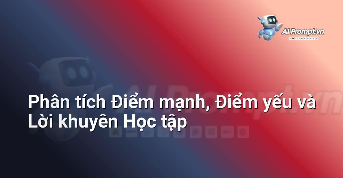 Prompt: Phân tích Điểm mạnh, Điểm yếu và Lời khuyên Học tập – AI trong Hỗ trợ Học tập Cá nhân – AI Giáo dục