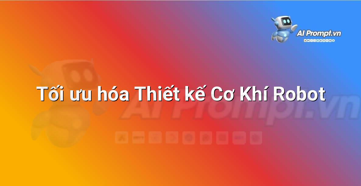 Prompt: Tối ưu hóa Thiết kế Cơ Khí Robot – Robot – Robotics & IoT