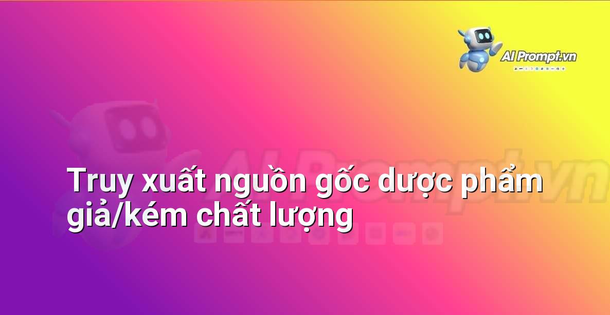 Prompt: Truy xuất nguồn gốc dược phẩm giả/kém chất lượng – Quản lý Bệnh viện và Hệ thống Y tế – AI Y tế