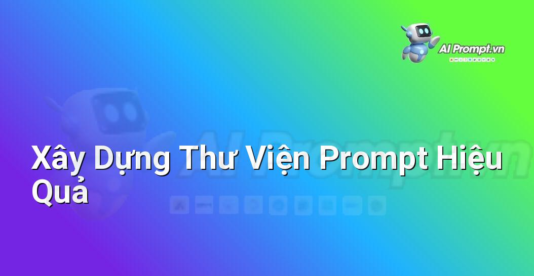 Hình ảnh minh họa một thư viện kỹ thuật số với nhiều thẻ prompt khác nhau, được phân loại